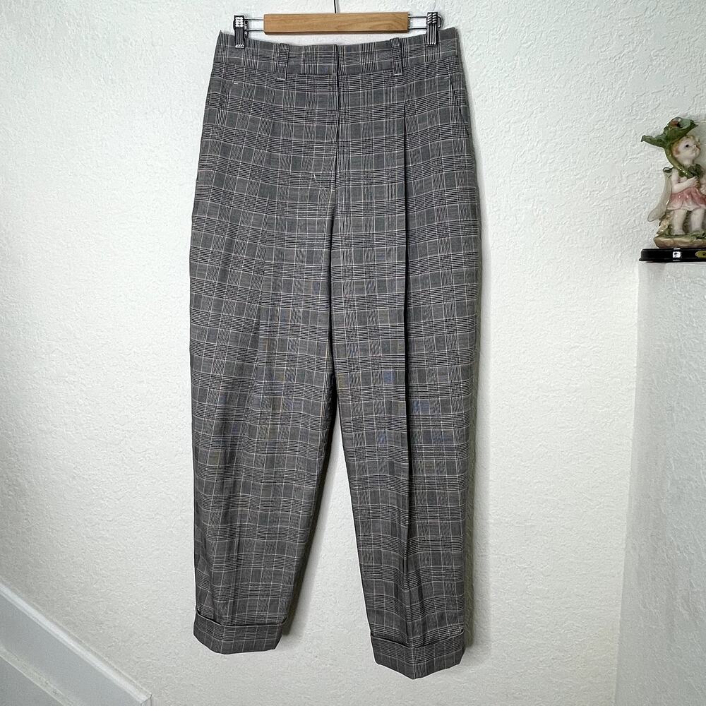 3.1 Phillip Lim Womens 4 Wool Blend Plaid Straight Leg Cuffed Trousers Pants